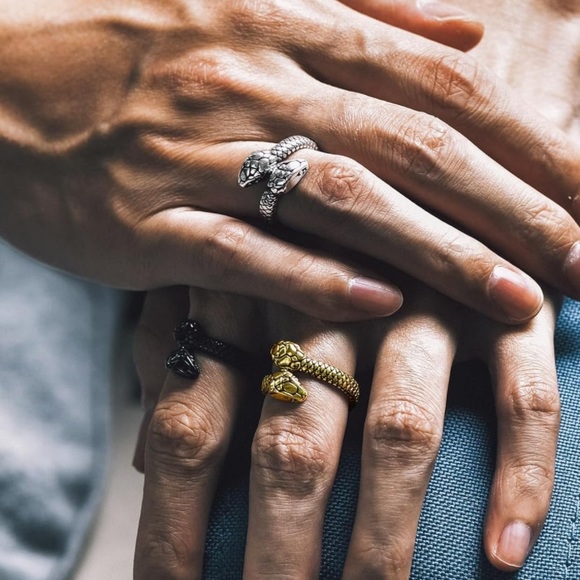 18k Snake Ring Toi Et Moi Luxurious Gold - Picture 10 of 14